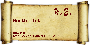 Werth Elek névjegykártya